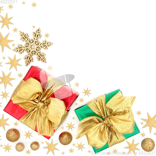 Image of Christmas Presents with Stars and Decorations