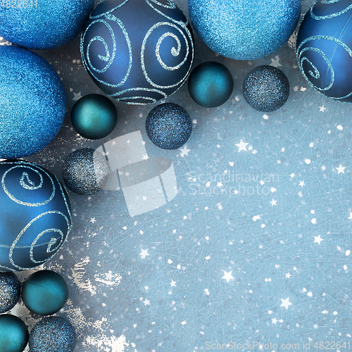 Image of Abstract Christmas Background with Blue Baubles 
