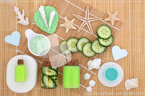 Image of Fresh Cucumber and Spa Products for Beauty Treatment