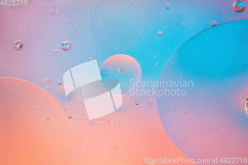 Image of Defocused pastel colored abstract background picture made with oil, water and soap