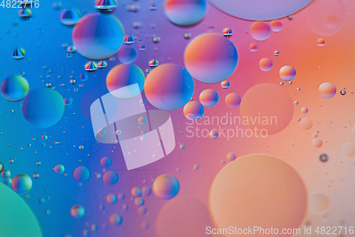 Image of Orange and blue abstract background picture made with oil, water and soap