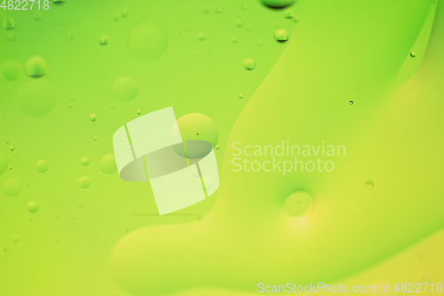 Image of Green and yellow abstract background picture made with oil, water and soap