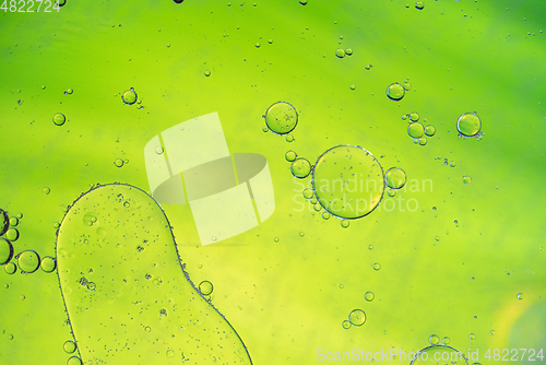 Image of Green and yellow abstract background picture made with oil, water and soap