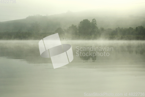 Image of misty morning over the lake