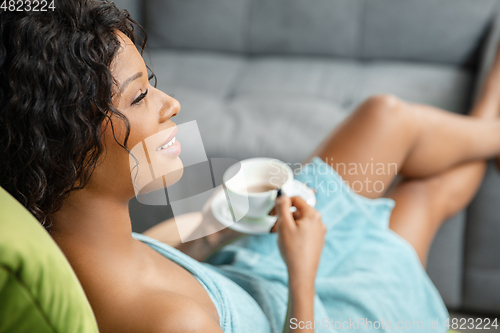 Image of Beauty Day. Woman doing her daily skincare routine at home