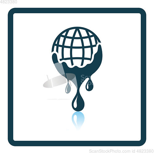 Image of Planet with flowing down water icon