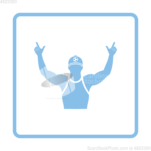 Image of Football fan with hands up icon