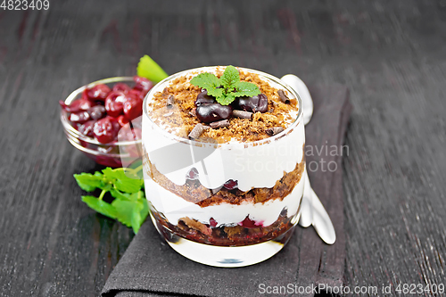 Image of Dessert Black Forest in glass on board