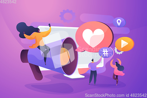 Image of SMM management, notification flat vector illustration