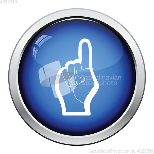 Image of Fan foam hand with number one gesture icon