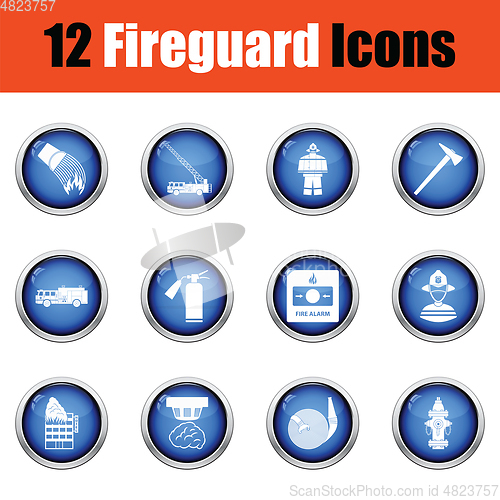 Image of Set of fire service icons. 