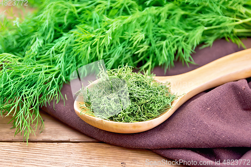 Image of Dill dry in spoon on board