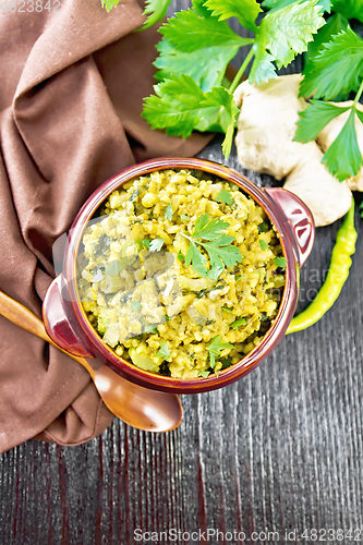 Image of Kitchari in bowl on black board top