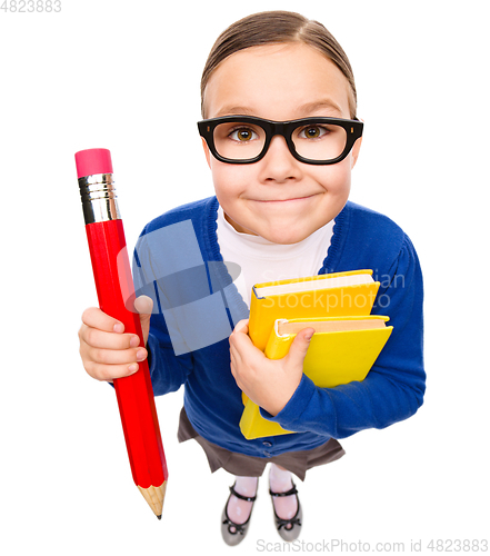 Image of Portrait of a funny little girl