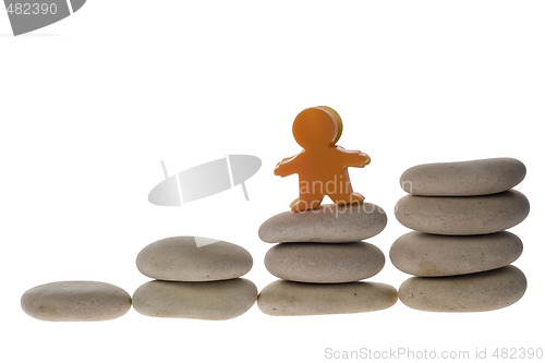 Image of Figurine on stack of pebbles