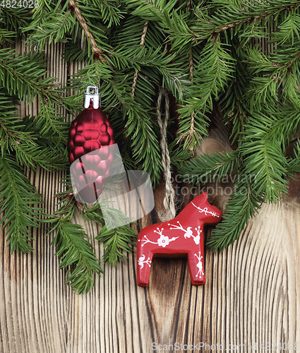 Image of Christmas Decoration with Spruce Branch