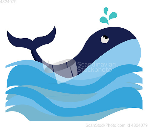 Image of Clipart of a blue-colored whale swimming in the ocean vector or 