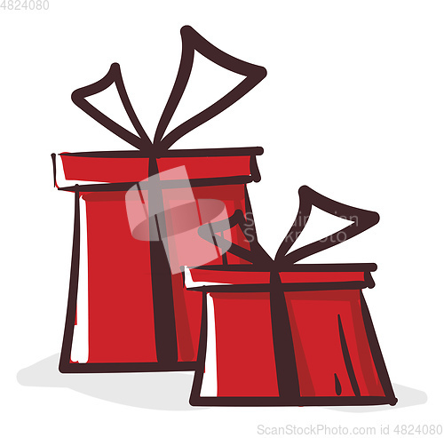 Image of Clipart of two red-colored rectangular gift boxes vector or colo