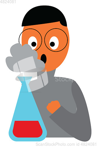 Image of A chemist astonished with the experiment results performed in th
