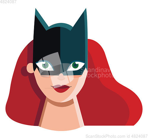 Image of An woman in cat facemask vector or color illustration