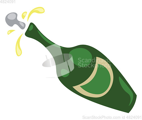 Image of A bottle of champagne opened for party and celebration vector co