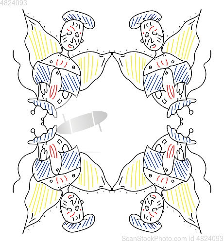 Image of A frame of four colorful angles vector or color illustration