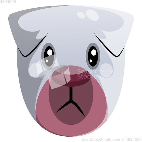 Image of Sad white cartoon dog vector illustartion on white background