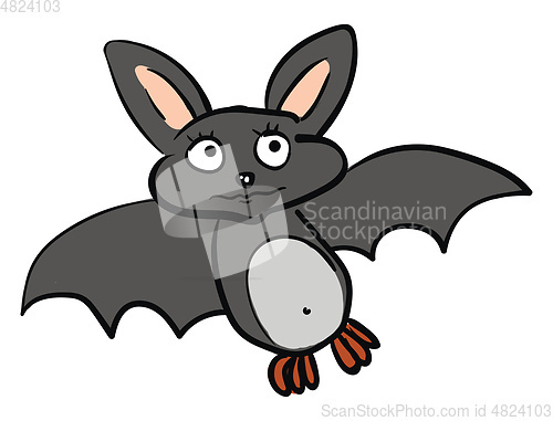 Image of A sad cartoon grey-colored bat vector or color illustration