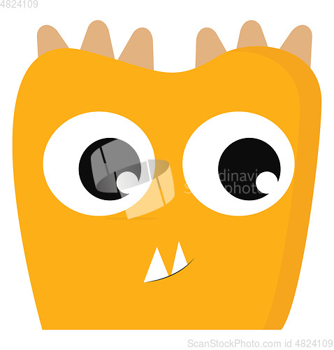 Image of Clipart of the face of a yellow-colored monster with horns vecto