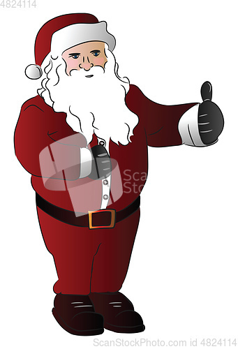 Image of Santa Claus face with red cap vector or color illustration