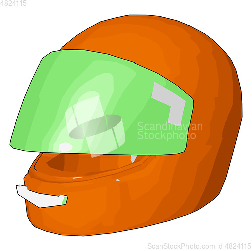 Image of Orange and green motorcycle helmet vector illustration on white 
