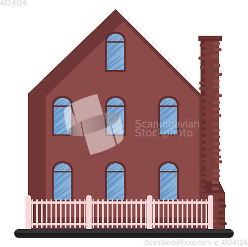 Image of Cartoon red building with blue windows vector illustartion on wh