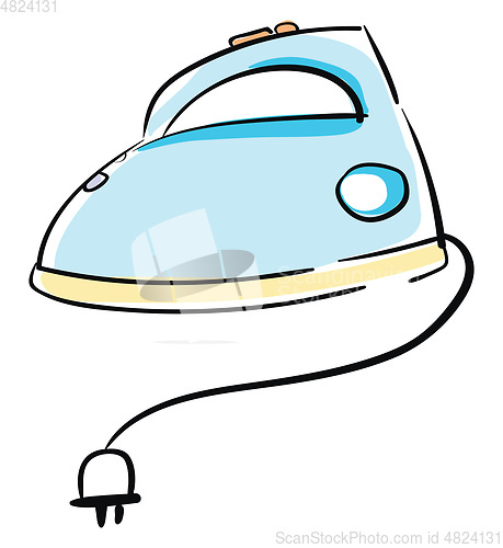 Image of Clipart of a blue-colored iron box equipped with an electric plu