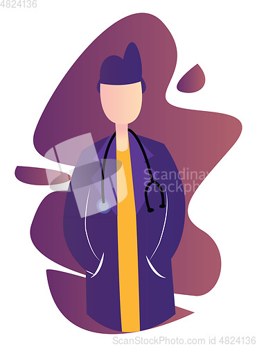 Image of Purple modern icon illustration of a female doctor on white back