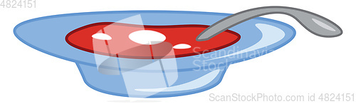 Image of Borscht in a plate, vector color illustration.
