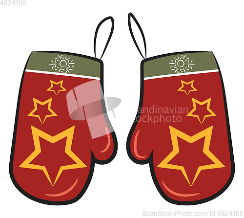 Image of Christmas decorative gloves vector or color illustration