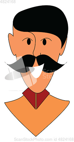 Image of Portrait of a smiling young man  with black mustache vector illu