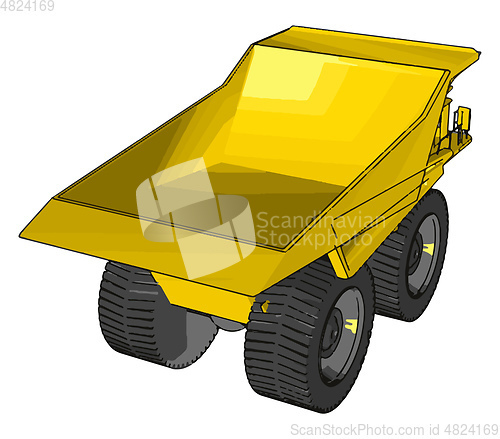 Image of Vector illustration of an yellow dumper truck white background