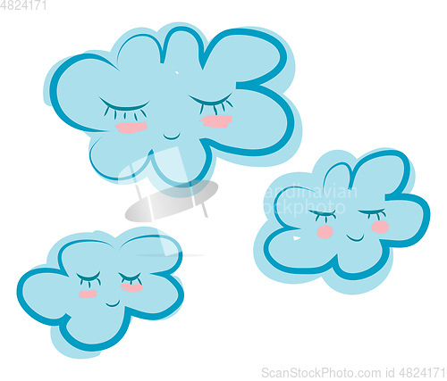 Image of Three clouds peacefully sleeping vector or color illustration