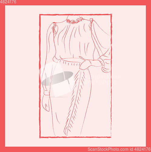 Image of Framed picture of a girl wearing a gown vector or color illustra