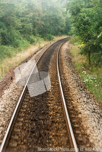 Image of Railroad track, train point of view