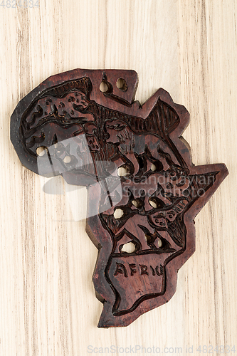 Image of wooden map of continent africa