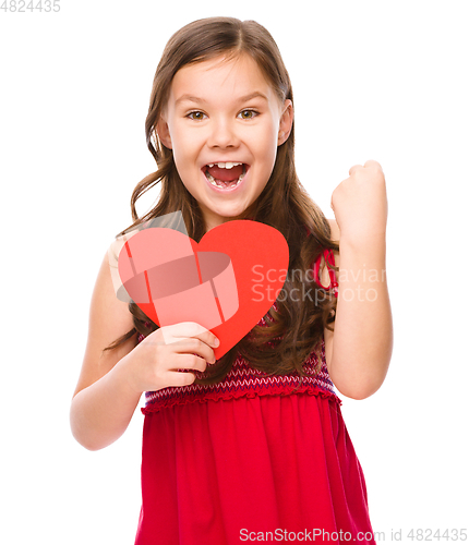 Image of Portrait of a little girl in red