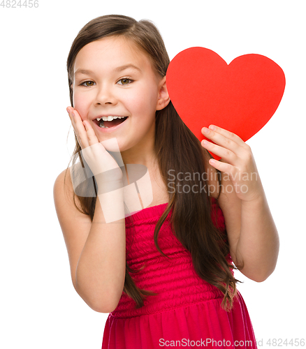 Image of Portrait of a little girl in red