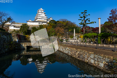 Image of Himeji castle with sunshine