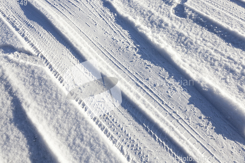 Image of Snow on the road, winter