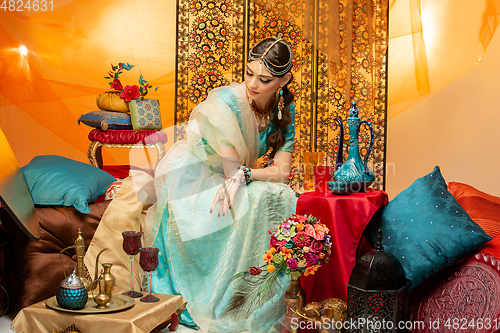 Image of beautiful arabic style bride in ethnic clothes