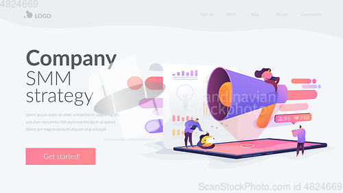 Image of Social media management landing page template.
