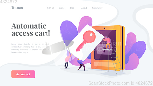 Image of Security access card landing page template.