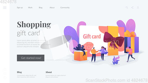Image of Gift card landing page template.